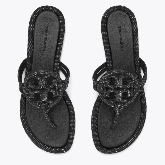 Tory Burch Black Beaded Sandals - Picture 1 of 4